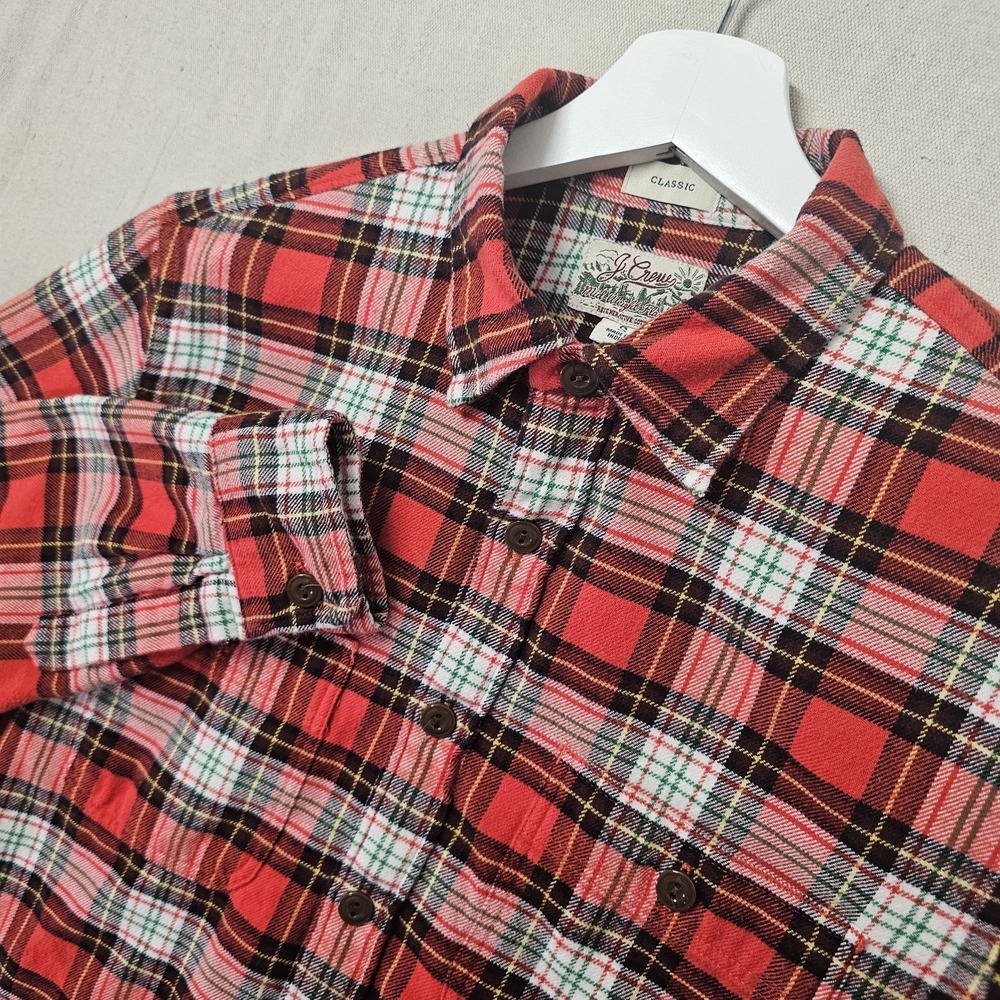 J. Crew Men's Small Plaid Classic Mid-Weight Flannel Double Brushed Camp Outdoor